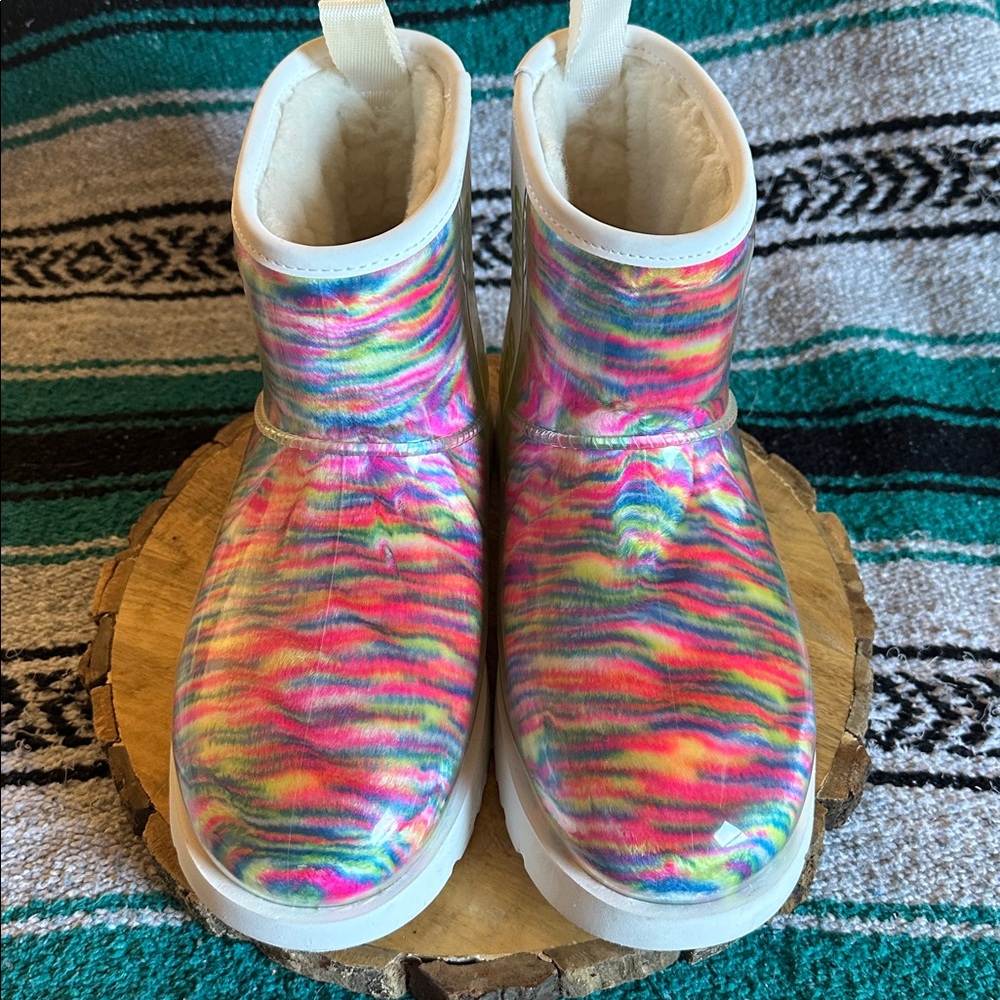 UGG *NWOB* Women's Classic Clear Mini Pixelate Waterproof Rain Ankle Boots - Picture 4 of 16